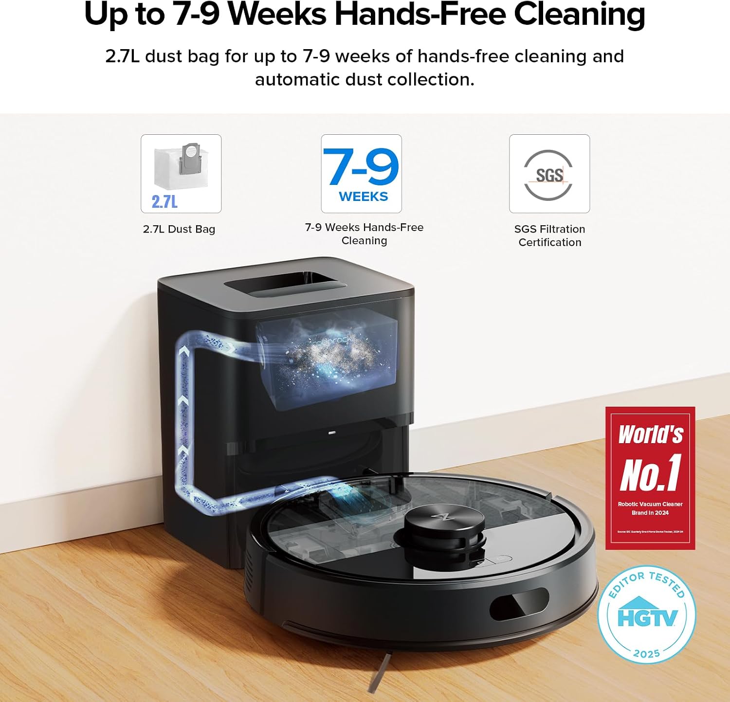 Roborock Robot Vacuum 10000Pa LiDAR Anti-Tangle 7-9 Weeks